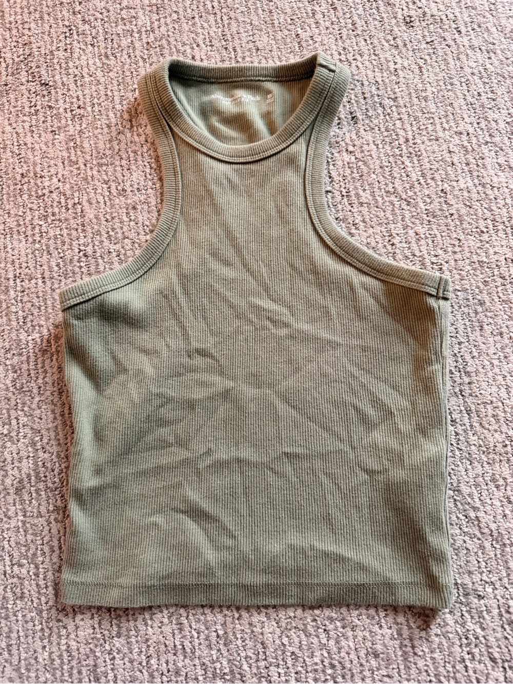 Abercrombie & Fitch Ribbed Olive Green Racerback Tank Top